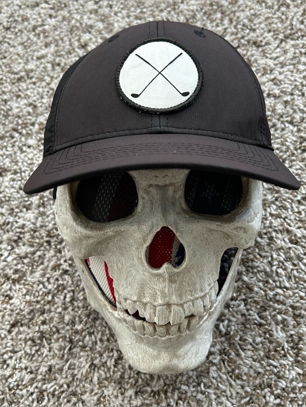 Signatures Men's Black Golf Performance Hat Crossed Clubs Patch Cap
